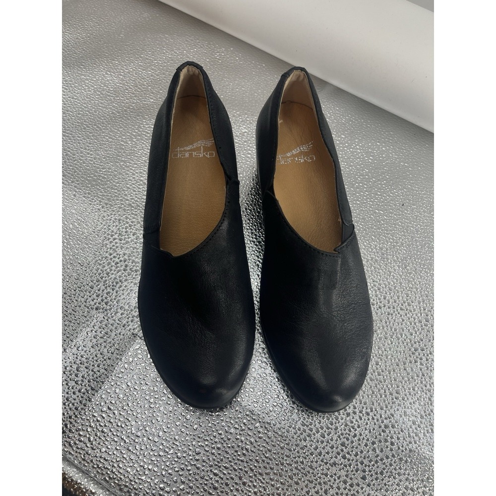 Dansko Camdyn Women's 36/ 5.5-6 Burnished Black Leather Slip On‎ Comfy Heels